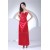 Sleeveless Sheath/Column Ankle-Length Satin Red Bridesmaid Dresses 02010227
