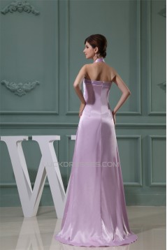 Empire Halter Beaded Silk like Satin Beading Long Bridesmaid Maternity Dresses 02010230