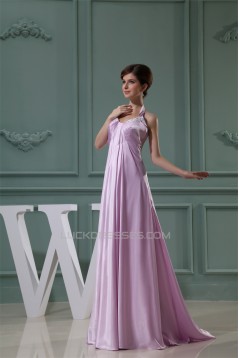 Empire Halter Beaded Silk like Satin Beading Long Bridesmaid Maternity Dresses 02010230