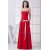 A-Line Strapless Satin Chiffon Sleeveless Long Red Bridesmaid Dresses 02010236