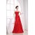 A-Line Strapless Taffeta Sleeveless Pleats Soft Long Red Bridesmaid Dresses 02010245