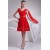 A-Line V-Neck Short Red Chiffon Bridesmaid Dresses 02010276