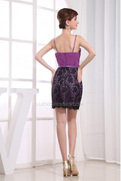 Criss Cross Sleeveless Sweetheart Short/Mini Chiffon and Lace Bridesmaid Dresses 02010280