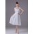 A-Line Halter Fixed Belt Tea Length Sleeveless Short White Bridesmaid Dresses 02010289