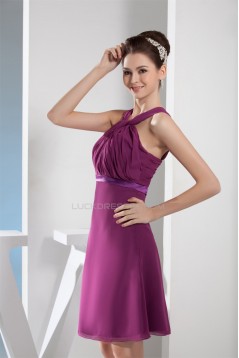 A-Line Knee-Length Chiffon Short Bridesmaid Dresses 02010300