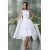 Knee-Length Chiffon A-Line Short White Bridesmaid Dresses 02010303