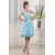 A-Line Sleeveless Ruffles Knee-Length Halter Short Blue Bridesmaid Dresses 02010322