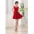 A-Line Ruffles V-Neck Chiffon Short Red Bridesmaid Dresses 02010328
