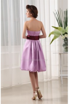 Satin Sleeveless Strapless Knee-Length Ruffles Bridesmaid Dresses 02010331
