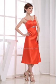 Satin Spaghetti Straps Sleeveless A-Line Bridesmaid Dresses 02010333
