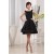 A-Line Ruffles Taffeta Scoop Knee-Length Short Black Bridesmaid Dresses 02010334
