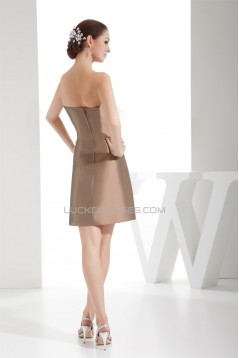 Short/Mini Handmade Flowers Taffeta Sleeveless Bridesmaid Dresses 02010347