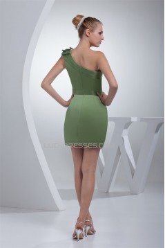 Sleeveless One-Shoulder Falbala Satin Short/Mini Bridesmaid Dresses 02010365