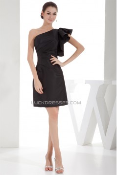 Sleeveless Sheath/Column One-Shoulder Knee-Length One-Shoulder Black Bridesmaid Dresses 02010368