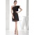 Sleeveless Sheath/Column One-Shoulder Knee-Length One-Shoulder Black Bridesmaid Dresses 02010368