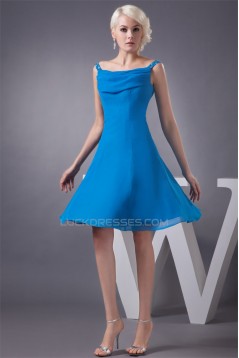 A-Line Knee-Length Short Blue Chiffon Beading Best Bridesmaid Dresses 02010398