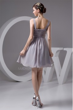 Knee-Length Spaghetti Straps Chiffon Short Bridesmaid Dresses 02010418