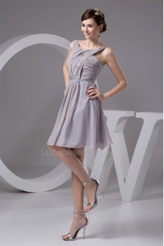 Knee-Length Spaghetti Straps Chiffon Short Bridesmaid Dresses 02010418