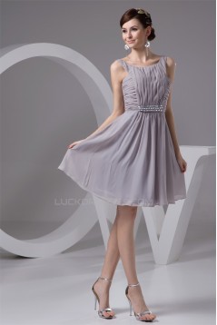 Knee-Length Spaghetti Straps Chiffon Short Bridesmaid Dresses 02010418