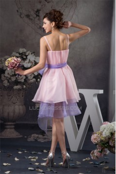 Ruffles Scoop Sleeveless Knee-Length Short Pink Bridesmaid Dresses 02010422