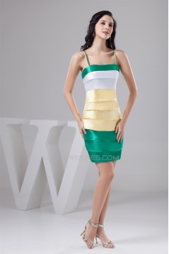 Tiered Sheath/Column Silk like Satin Sleeveless Bridesmaid Dresses 02010447