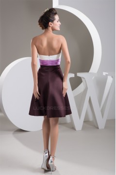 A-Line Sweetheart Criss Cross Knee-Length Short Satin Bridesmaid Dresses 02010450