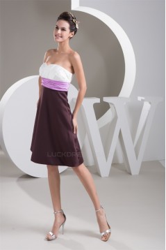 A-Line Sweetheart Criss Cross Knee-Length Short Satin Bridesmaid Dresses 02010450