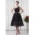 Charming Elastic Woven Satin Netting Sleeveless Short Black One-Shoulder Bridesmaid Dresses 02010468