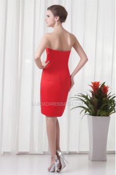 Elegant Sheath/Column Satin Pleats Knee-Length Bridesmaid Dresses 02010481