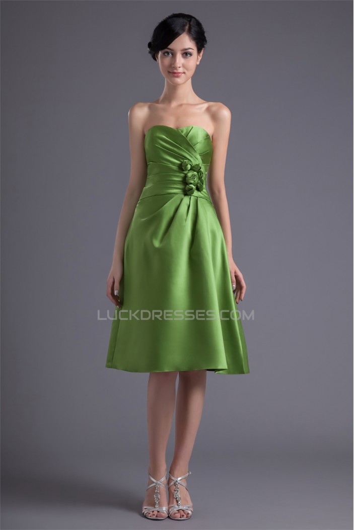 A-Line Handmade Flowers Sweetheart Knee-Length Short Bridesmaid Dresses 02010486