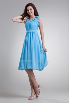 Knee-Length Chiffon Short Blue Chiffon Bridesmaid Dresses 02010490