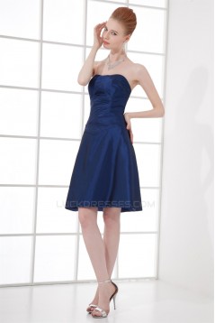 A-Line Strapless Taffeta Soft Short Blue Bridesmaid Dresses 02010497