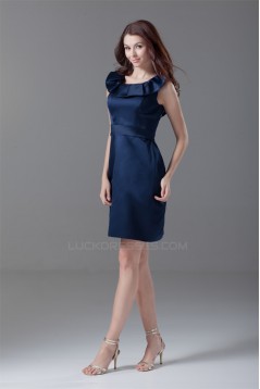 Short/Mini Satin Sheath/Column Scoop Bridesmaid Dresses 02010498