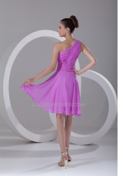 A-Line One-Shoulder Bows Knee-Length Short Bridesmaid Dresses 02010499