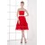 A-Line Pleats Chiffon Knee-Length Red Bridesmaid Dresses 02010501