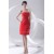 Pleats Knee-Length Satin Strapless Sleeveless Short Red Bridesmaid Dresses 02010503