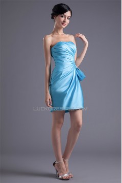 Pleats Strapless Satin Sleeveless Sheath/Column Bridesmaid Dresses 02010504