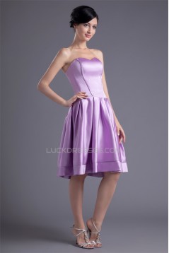 Ruffles Sweetheart Sleeveless Satin Knee-Length Bridesmaid Dresses 02010508