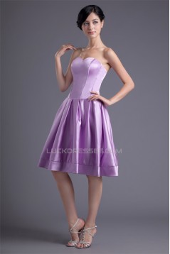 Ruffles Sweetheart Sleeveless Satin Knee-Length Bridesmaid Dresses 02010508