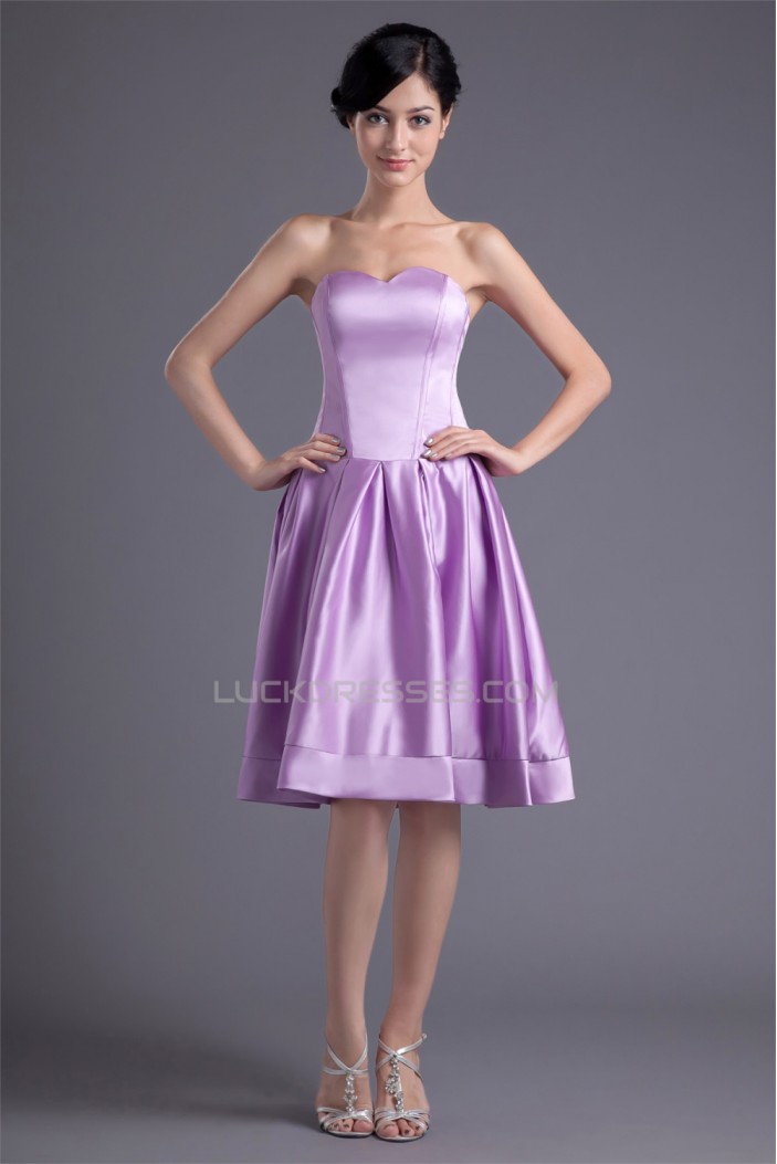 Ruffles Sweetheart Sleeveless Satin Knee-Length Bridesmaid Dresses 02010508