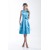 Satin Handmade Flowers Sleeveless Sheath/Column Short Blue Bridesmaid Dresses 02010511