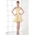 A-Line Short/Mini Sleeveless Bows Satin One-Shoulder Yellow Bridesmaid Dresses 02010521