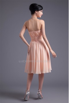 A-Line Strapless Knee-Length Beading Short Bridesmaid Dresses 02010529