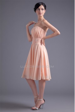 A-Line Strapless Knee-Length Beading Short Bridesmaid Dresses 02010529