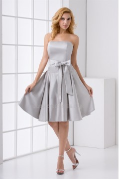 Soft Sweetheart Knee-Length Satin Sleeveless Bridesmaid Dresses 02010533