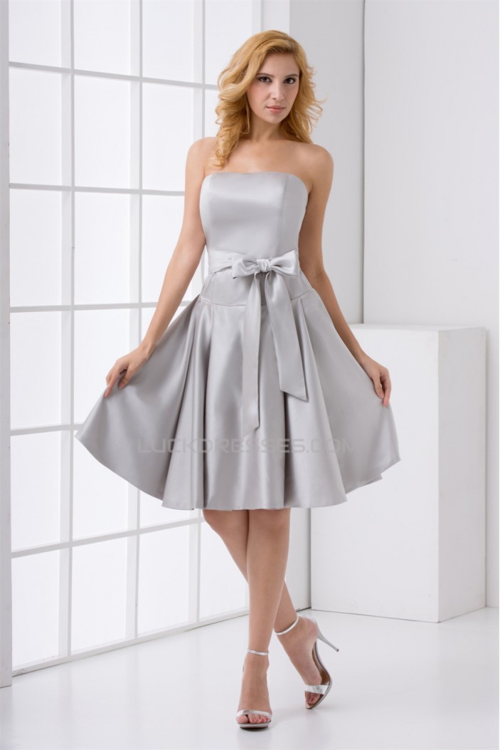 Soft Sweetheart Knee-Length Satin Sleeveless Bridesmaid Dresses 02010533