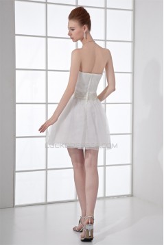 Strapless Beading A-Line Short White Bridesmaid Dresses 02010537