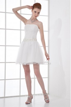 Strapless Beading A-Line Short White Bridesmaid Dresses 02010537