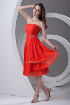 Affordable Strapless Sleeveless Chiffon Beaded Short Bridesmaid Dresses 02010540