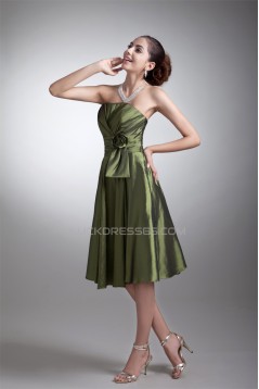 Handmade Flowers Taffeta Sleeveless Short Bridesmaid Dresses 02010544